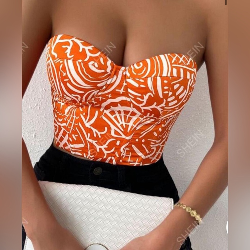 SHEIN Colorful Print Corset Top